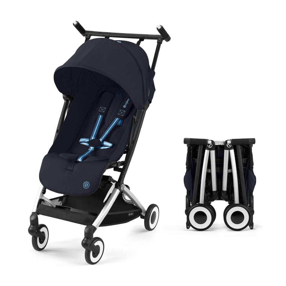 Cybex Libelle 2 Travel Baby Stroller - Lightweight Carry-On Travel Stroller for Airplane with One-Hand Recline, Compatible with CYBEX Car Seats, Dark Blue