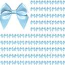 100 PCS Bows for Gift Wrapping, 2.75" Satin Ribbon Bows with Double-Sided Tape, Small Bows for Crafts, Bow Decor, Mini Bows Decorations for Party Baby Shower Birthday Wedding (Blue)