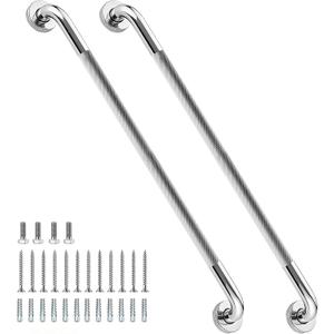 36 Inch Shower Grab Bar 1.25" Dia, 2 Pack Chrome Anti Slip Bathroom Grab Bar, 304 Stainless Steel Knurled Handicap Grab Bars, Safety Support Handrail,Bath Shower Handle for Elderly Injury Senior