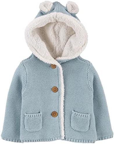 Carter's Unisex Baby Boys and Baby Girls Button Front Hooded Sherpa-Lined Cardigan Jacket 18 Months