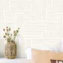 Naphite Modern Stripe Peel and Stick Wallpaper Boho 78.7inL17.3inW Contact Paper for Cabinets Drawers Geometric Self Adhesive Removable Wallpaper for Bedroom Waterproof Beige/White Neutral Wall Decor