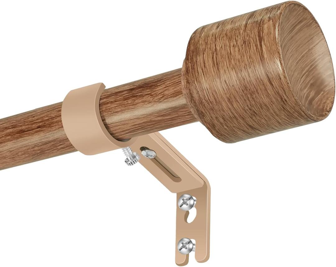 1 Diameter Curtain Rods Itself is 30 to 144 inch 1 Pack Fit 30-142 inch, 66 to 120 inch Window with Heavy Duty Adjustable Rod Matte Wood Grain Splicing Metal Extra Long Curtain Rod for Windows