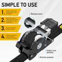 AUGO Self-Locking Retractable Ratchet Straps | 4 Heavy Duty Self-Tensioning Retractable Tie Down Straps with Soft Loops & Storage Bag | for Motorcycle, Truck, Cargo | 1500Lb Break Strength 1 x 12 (Black)