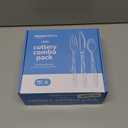 Amazon Basics Disposable Clear Assorted Cutlery Set, Premium Quality, 192 Count, Large Combo Pack Forks, Spoon and Knives