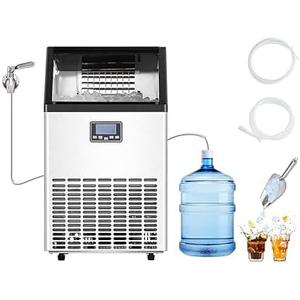 VEVOR 150lb/24h Commercial Ice Maker with 2 Water Inlets 45 Ice Cubes in 15 Minutes 33lb Capacity for Bar Office Restaurant with LED Digital Display and Self-Cleaning