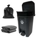 Dog Poop Trash Can Outside 20L with Waste Bags Outdoor Dog Poop Trash Can for Backyard with Lid Foot Pedal and Removable Inner Bucket