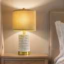 PORTRES 19" Farmhouse 3-Way Dimmable Touch Ceramic Table Lamp Set of 2 White Bedside Lamps for Bedroom Lamps for Living Room Nightstand Lamp End Table lamps with USB A+C Charging Ports(Bulbs Included)