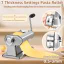 Pasta Maker - 7 Thickness Settings Pasta Roller & 2-in-1 Cutter, Stainless Steel Pasta Machine for Spaghetti, Fettuccine, Ravioli, Lasagna - Includes Hand Crank & Table Clamp
