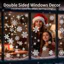 Christmas Glitter Snowflake Window Clings 204 Pieces Double Sided Reusable PVC Static Stickers Sparkly Silver Glitter Snowflakes Decals for Christmas Party Window Decoration Glass Decor
