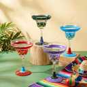 Rtteri Mexican Margarita Glasses Set of 4, Cinco De Mayo Fiesta Party Decoration for Fun Party Supplies, Margarita Cocktail Cups, Mexican Theme for Carnivals