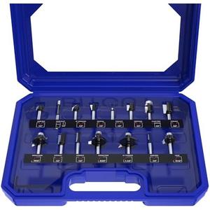 BITCUT Router Bits Set of 15 Pieces 1/2 Inch Router Bit Set Woodworking Tools for Beginners, Router Bits Sets Idea Gifts for Dad