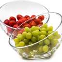 TOSSOW transparent glass set with 2 transparent slanted tilted bowls, suitable for salads, fruits, candies, popcorn, dipping sauces, seasonings, snacks, oatmeal, cat food bowls, plants, etc.