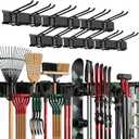 TIDYME Garage Wall Organizer | 96" Heavy-Duty Tool Storage Rack | Adjustable Double-Layer Hooks | 600 lbs Capacity | Carbon Steel Wall Mount Holder for Shovels, Rakes, Ladders & Power Tools