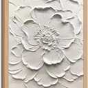 skysoon Abstract Floral Wall Art on White Canvas with Wooden Frame Acrylic Style Flower Painting Print, Modern Minimalist Picture Wall Decor 16x24 Inch