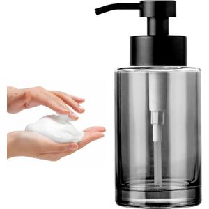 Enra Foaming Soap Dispenser, 12oz Black Thick Glass Bathroom and Kitchen Soap Dispenser with Stainless Steel Pump