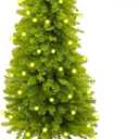5 Ft Pre-lit Christmas Tree with Metal Stand - Artificial Whimsical Unique Curved Shape Holiday Xmas Tree with Warm White Lights - Holiday Carnival Party Christmas Decorations