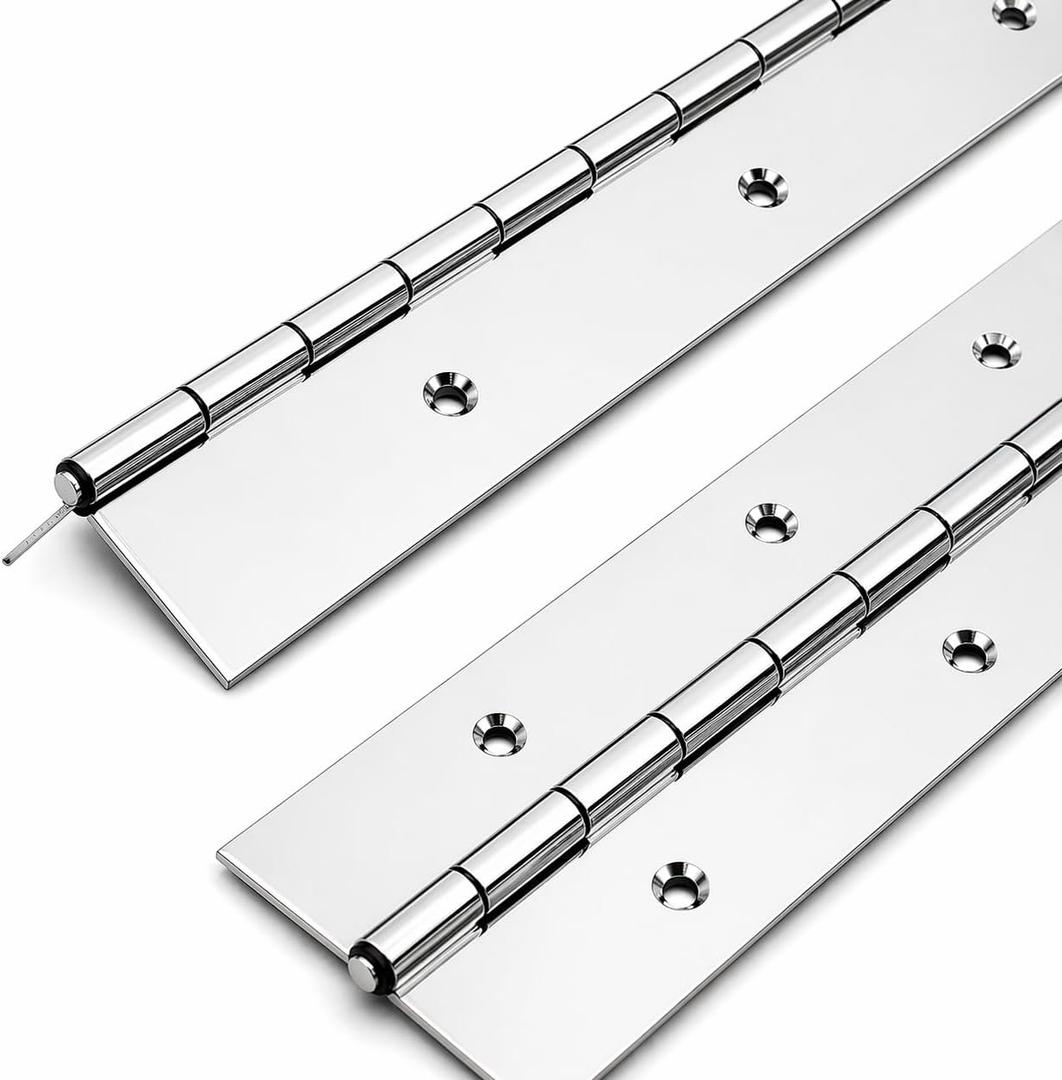 Heavy Duty Piano Hinge 36 Inch x 3 Inch Width Stainless Steel Piano Hinge 2 Pack 0.060'' Thick Continuous Hinge for Heavy Duty Cabinet Furniture Metal Plate Door Toolbox Wooden Box Industrial Project