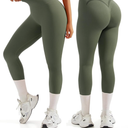OMKAGI Smile Butt Lifting Workout Leggings for Women High Waisted Seamless Compression Yoga Pants XL, Army Green
