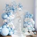 Blue Balloon Arch Kit, 127Pcs Double Stuffed Balloon Arch Garland Kit Include Pearl Blue Macaron Light blue White Clear Balloons for Bridal Shower Baby Shower Birthday Wedding Decorations