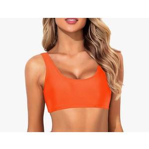 Tempt Me Women Orange Scoop Neck Bikini Crop Top Swimsuit , XXS