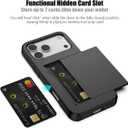Nvollnoe Compatible with iPhone 17 Pro Max Case with Card Holder Dual Layer Heavy Duty Protective Shockproof Hidden Card Slot Slim Wallet Phone Case for Women&Men 6.9 inch(Black)
