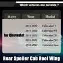 STSEV01 Rear Spoiler Cab Roof Wing Fit for Chevy Colorado 2015-2022 Accessories LT/WT/ Z71/ ZR2/ Base, ABS Gloss Black Add-on Top Lip Truck Cabs Exterior