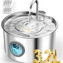 3.2L Cat Water Fountain Stainless Steel with 13 Filters Automatic Pet Water Fountain for Cats/Dogs Indoor Ultra Quiet Metal Cat Fountains for Drinking Kitty Watering Supplies for Animals