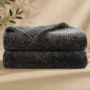 Chenille Throw Blanket for Couch, Cozy Soft Blanket Lightweight Decorative Throw for Living Room Sofa Chair, Stylish Home Decor, Ideal for Gifting, Dark Grey 50"x60"