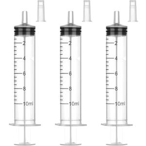 30 Pack 10 ml Syringe Without Needle, Syringe with Cap Individually Wrapped, for Liquids, Scientific Labs, Measurement, Dispensing