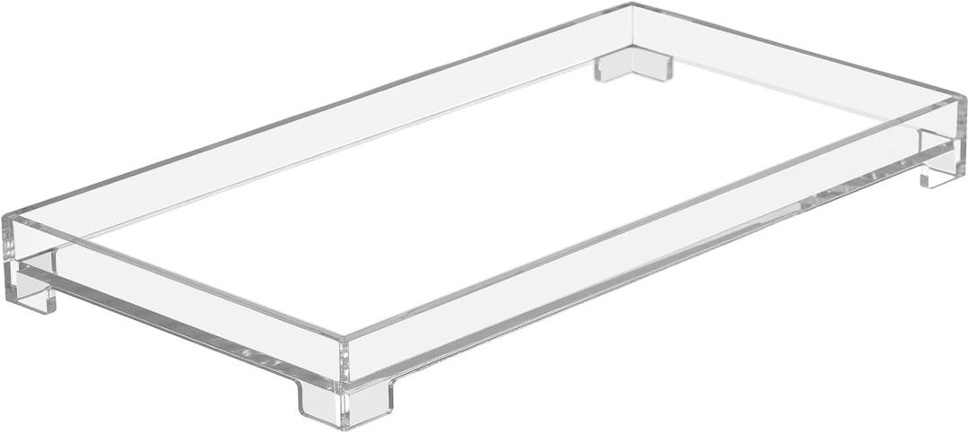Vanity Bathroom Tray, Acrylic Rectangle Decorative Catchall Organizer Storage Tray (Large-Clear) (11.2" x 5.9" x 1.1")