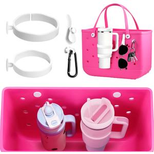 4 x Cup Holder for Stanley Cup 30oz 40oz Compatible with Bogg Bag, Accessories for Bogg Bag, Insert Drink Holder with Key Holder for Bogg Bags Original X Large/Simply Southern Beach Tote Bag