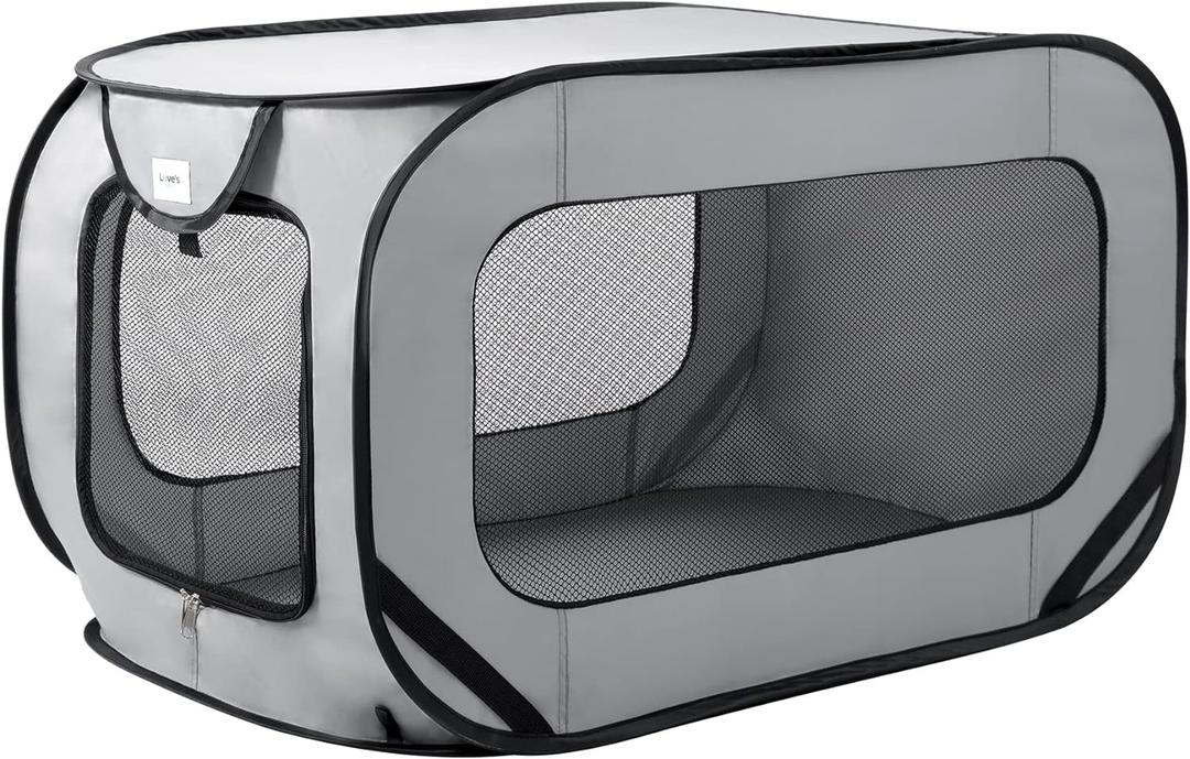 Love's cabin 36in Portable Large Dog Bed - Pop Up Dog Kennel, Indoor Outdoor Crate for Pets, Portable Car Seat Kennel, Cat Bed Collection, Grey (36.6"L x 21.2"W x 21.2"H)