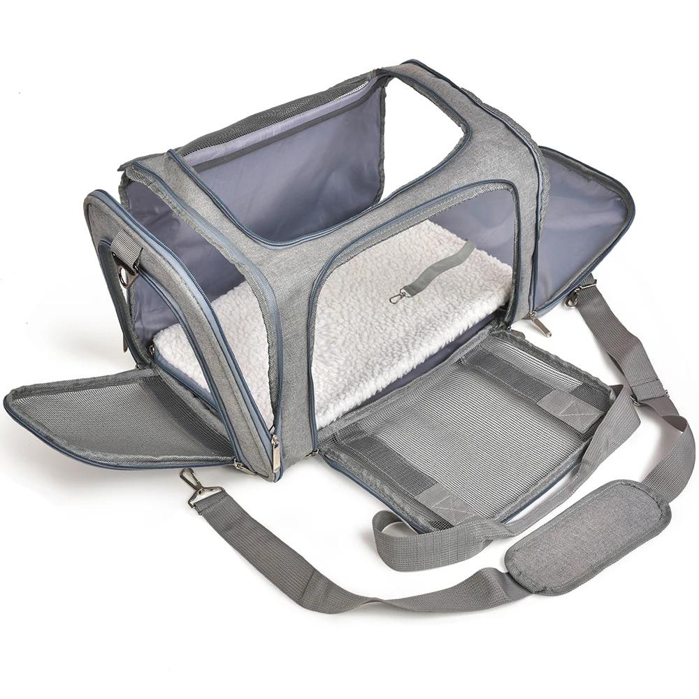 Pet Carrying Bag - Cat Travel Carrier, Soft Pet Bag | Lightweight and Sturdy Cat Transport Bag with Secure Zippers, Reinforced Shoulder Strap, Airline Approved for Easy Storage Long Journeys