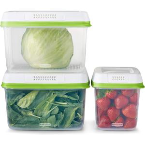 Rubbermaid FreshWorks Produce Saver, Medium and Large Storage Containers, 6 Piece Set (3-Pack Assorted Sizes)