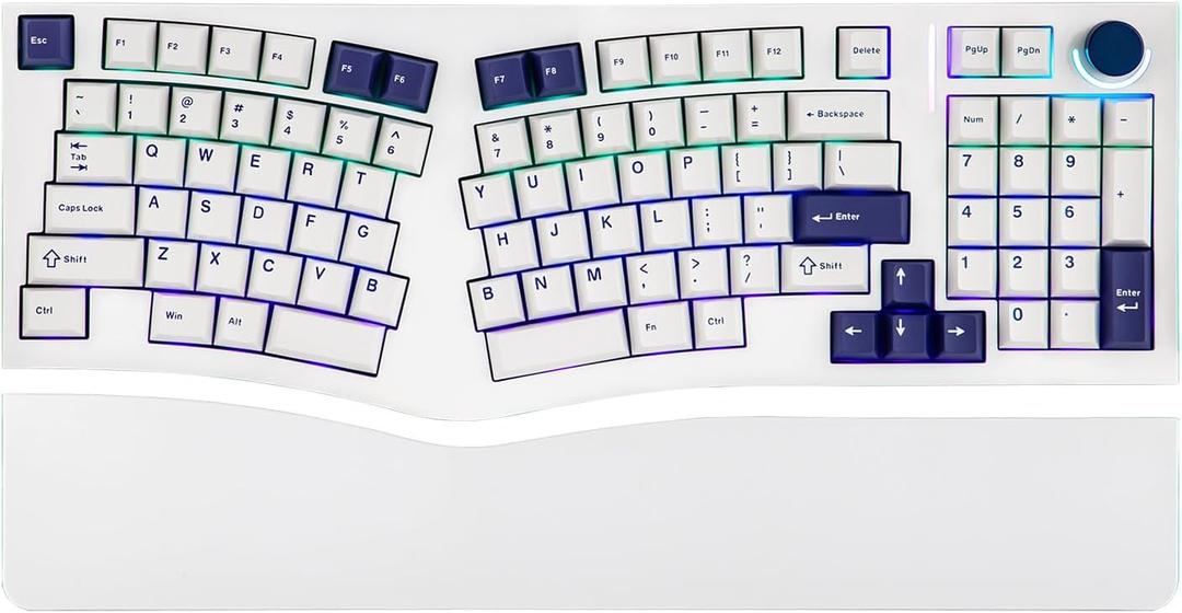 MechLands Feker Alice98 Ergonomic 98 Keys Custom Mechanical Keyboard, VIA Programmable, USB-C Wired Gaming Keyboard, Hot Swappable, 5 Layer Paddings, Control Knob, NKRO, RGB for Win/Mac (White)