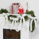 Hoteam 12pcs Large Furry Christmas Bows 11 x 18 Inch Faux Fur Tree Topper Decorations Rustic Fluffy Ornaments for Christmas Tree Wreath Door Porch Farmhouse Holiday Party Decor(White)