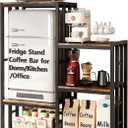 Mini Fridge Stand Coffee Bar Cabinet Station With Small Refrigerator Insert Storage Space, Shelf Organizer For Dorm Microwave To Sit On, Baker Rack for Office, Big Table To Go Over Hide Minifridge, 15.7"D x 40.5"W x 48.8"H