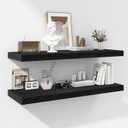 Fun Memories Floating Shelves - 2 Pack 12 Inch Rustic Wooden Wall Shelves - Extra Deeper & Thicker Wall Mounted Storage Shelf for Living Room, Kitchen, Farmhouse - 30x8x1.4 inch