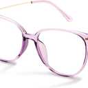 Gaoye Blue Light Blocking Glasses - Trending Round TR90 Frames, Metal Arms, UV400 Protection - Matching Soft Case (1-clear Purple/Transparent Lens)