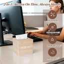 Wooden Tissue Box Cover Digital Cordless Alarm Clocks for Bedrooms, 8-Level Dimming, 5 Alarm Settings, Sound Activation, 5 Mins Snooze, 12/24H, Temperature and Date Display for Office