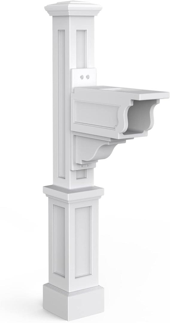 Mayne Dover Single Arm Mail Post - White - 25.5in x 8in x 56.5in - Standard Post, Arm & Hardware Kit Included (5810-W)