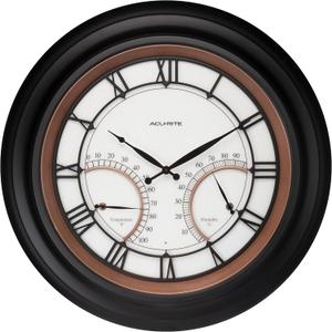 AcuRite 24 Illuminated LED Large Outdoor Decorative Clock with Thermometer and Hygrometer Combo (75022M) Copper - Fully Backlit