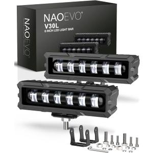 NAOEVO 6 Inch LED Light Bar, 50W 2600LM Lens Spot Lights, LED Fog Lights - LED Off Road Lights for Trucks/Cars/Boat, 2 Pcs (White)
