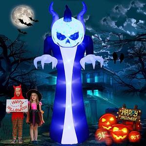 Kalolary 10ft Height Halloween Inflatables Outdoor Round Head Ghost Pumpkin, Blast Yard Decoration Clearance with Led for Halloween Party Indoor, Outdoor, Garden, Garden, Lawn Decorations