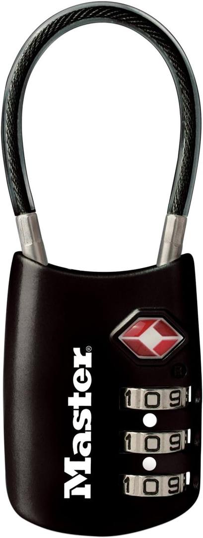 Master Lock Black Set Your Own Combination TSA Approved Luggage Lock, Travel Lock for Backpacks, Suitcases, or Zippers, 4688D (1 Pack)
