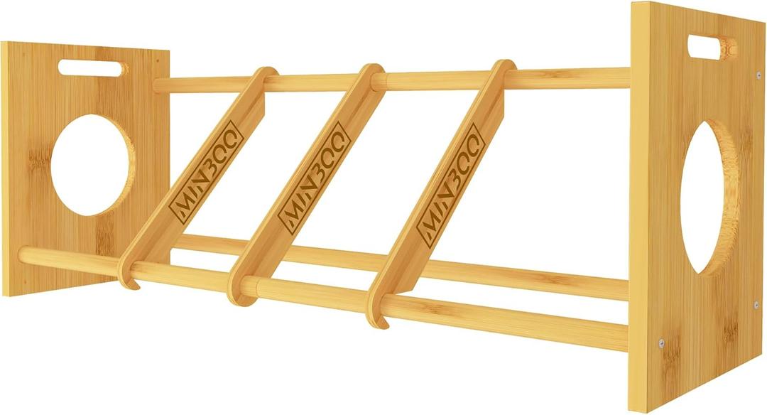 MinBoo Disc Golf Rack Stackable | Bamboo Disc Golf Shelf for Sports Disc Storage | Disc Golf Organizer with 40+ Disc Capacity | Essential Disc Golf Accessories | Discs Not Included