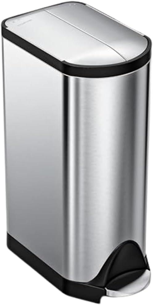 simplehuman 30 Liter / 8 Gallon Butterfly Lid Kitchen Step Trash Can, Brushed Stainless Steel