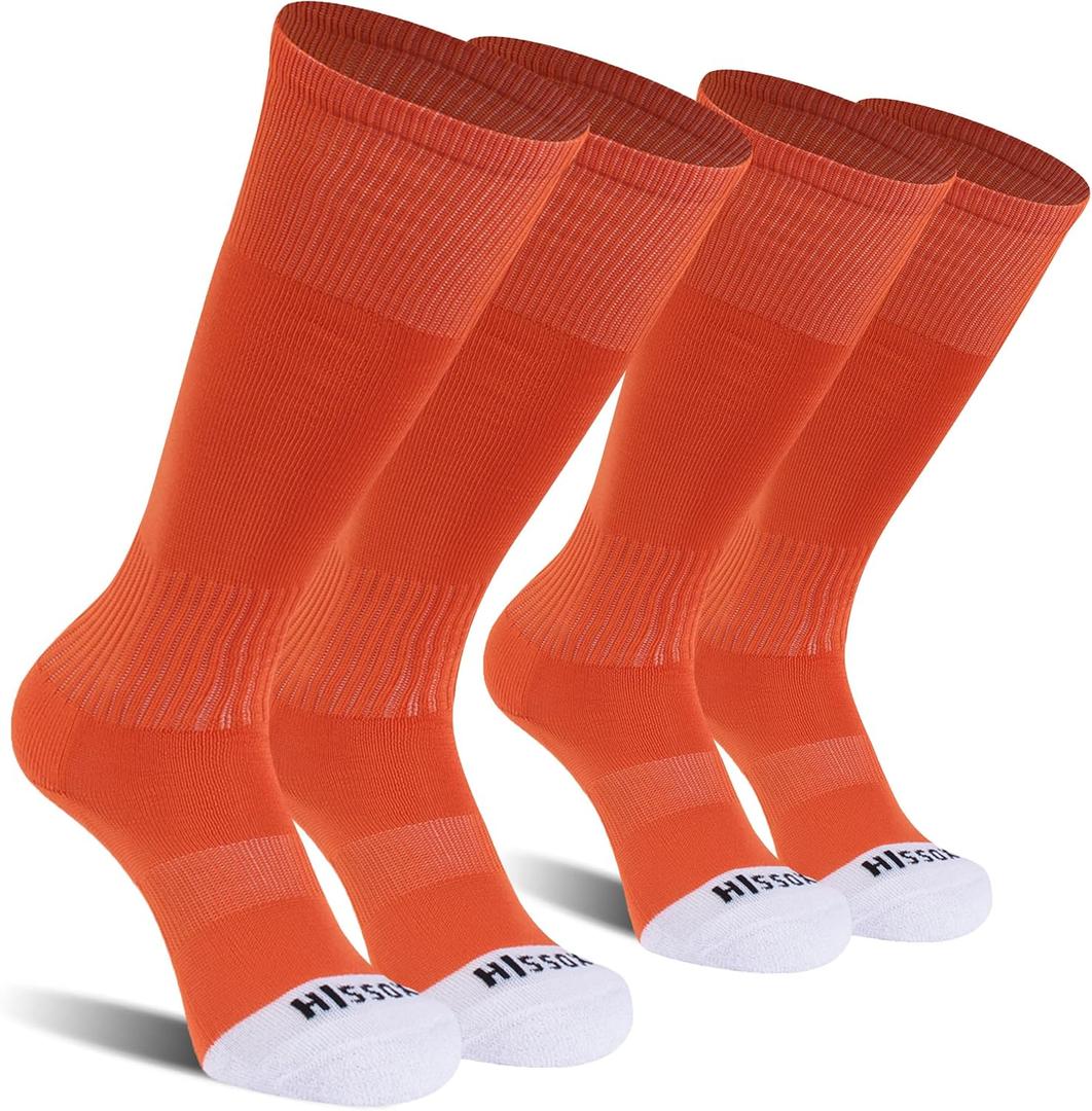 Soccer Baseball Softball Socks, Unisex Youth Solid Knee High Football Volleyball Compression Socks (Orange)