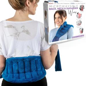 Purple Moon Collection - Microwavable Heating Pad with Straps - Medium, Blue - Reheatable Heat Pack for Back, Neck, Shoulders Pain Relief - Hot/Cold Therapy Body Wrap for Menstrual Cramps