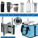 Reusable Drink Carrier with Handle Insulated, Collapsible 4-Cup Beverage Bag with No-Spill Base, Adjustable Dividers & Shoulder Strap, Portable Caddy for Delivery, Car and Travel,Blue